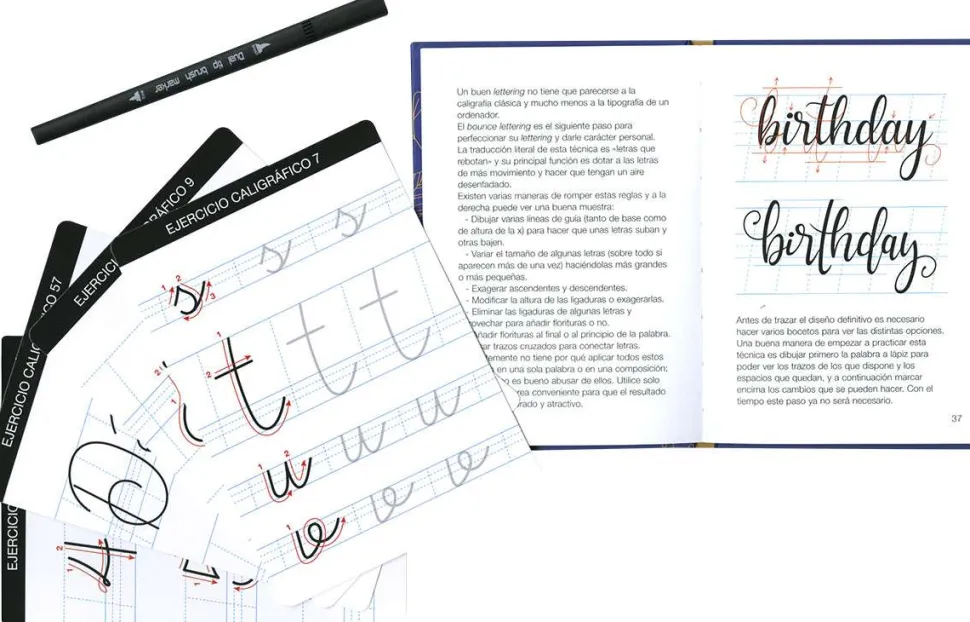 Aprende lettering. Con fichas de caligrafías y plantillas