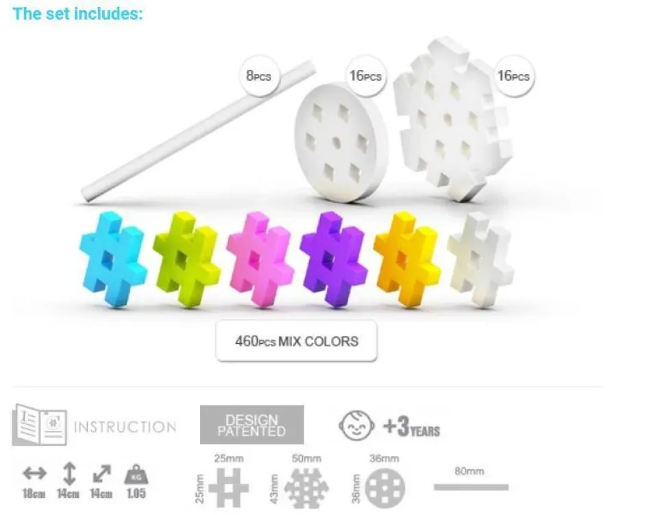 Bloques Meli · Basic Constructor Pastel Travel Box 500 piezas