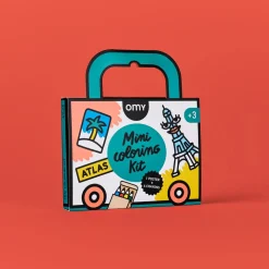 Mini Pocket Atlas para colorear + 4 lápices · OMY