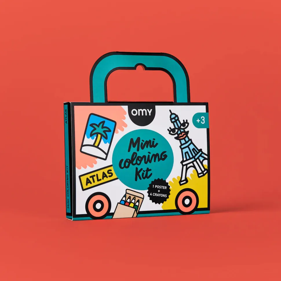 Mini Pocket Atlas para colorear + 4 lápices · OMY