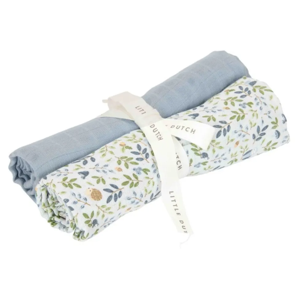 Muselina Algodón Orgánico Forest Advent & Azul 70x70 · Little Dutch