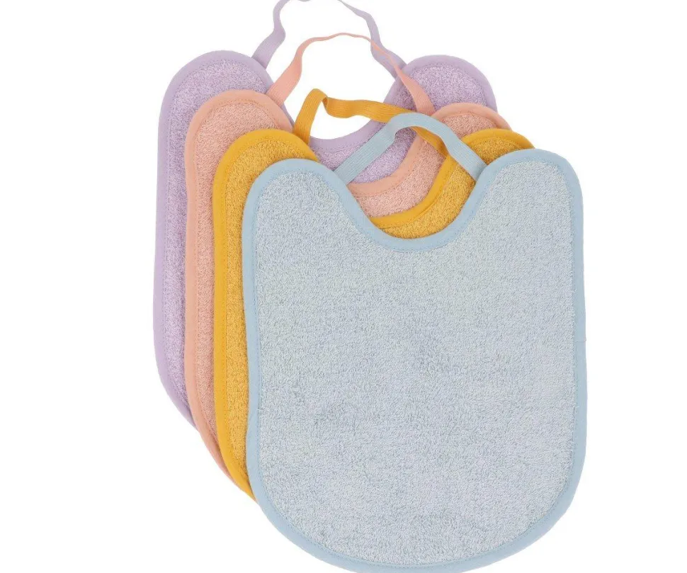 Pack 4 Baberos Rizo Blue/Mustard/Rosa/Malva · Tutte