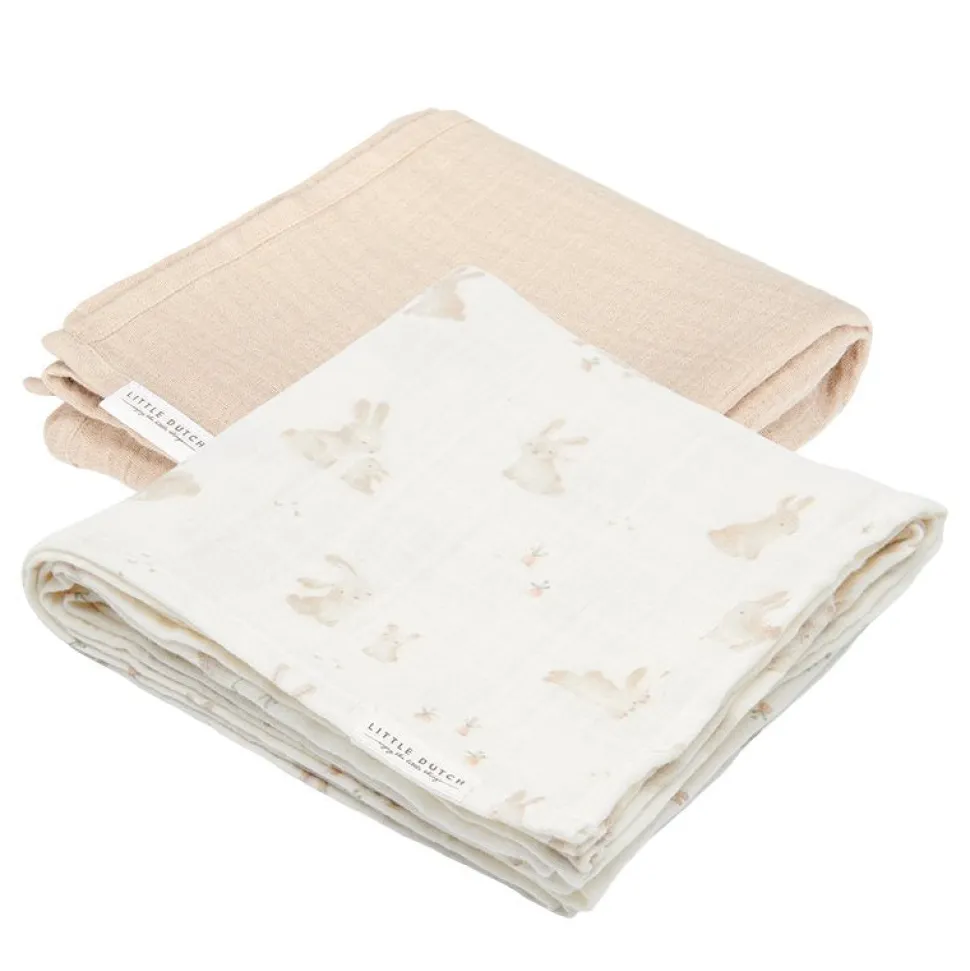 Pack 2 Muselina Algodón Orgánico Baby Bunny 70x70 · Little Dutch