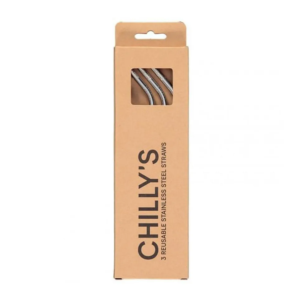 Pajitas reutilizables acero inox. 3 u.+ varilla de limpieza · Chilly's