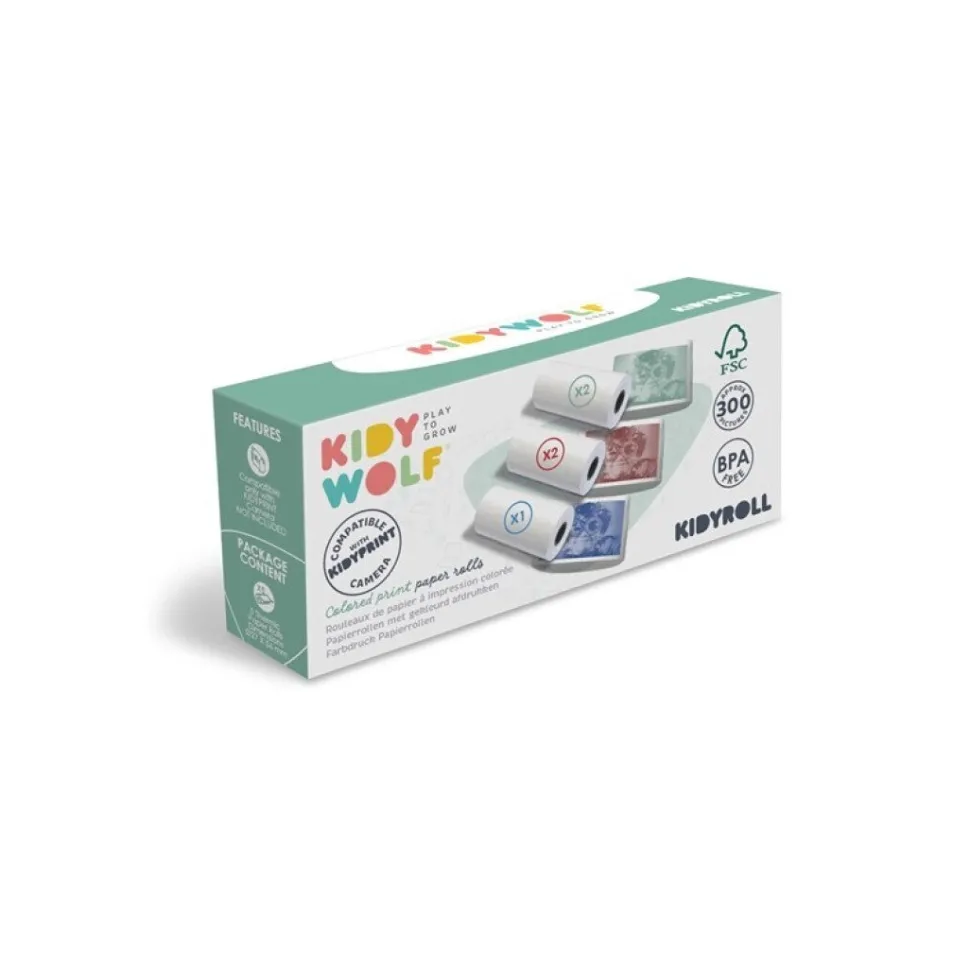 Papel térmico colores para Kidyprint (5 rollos) · Kidywolf