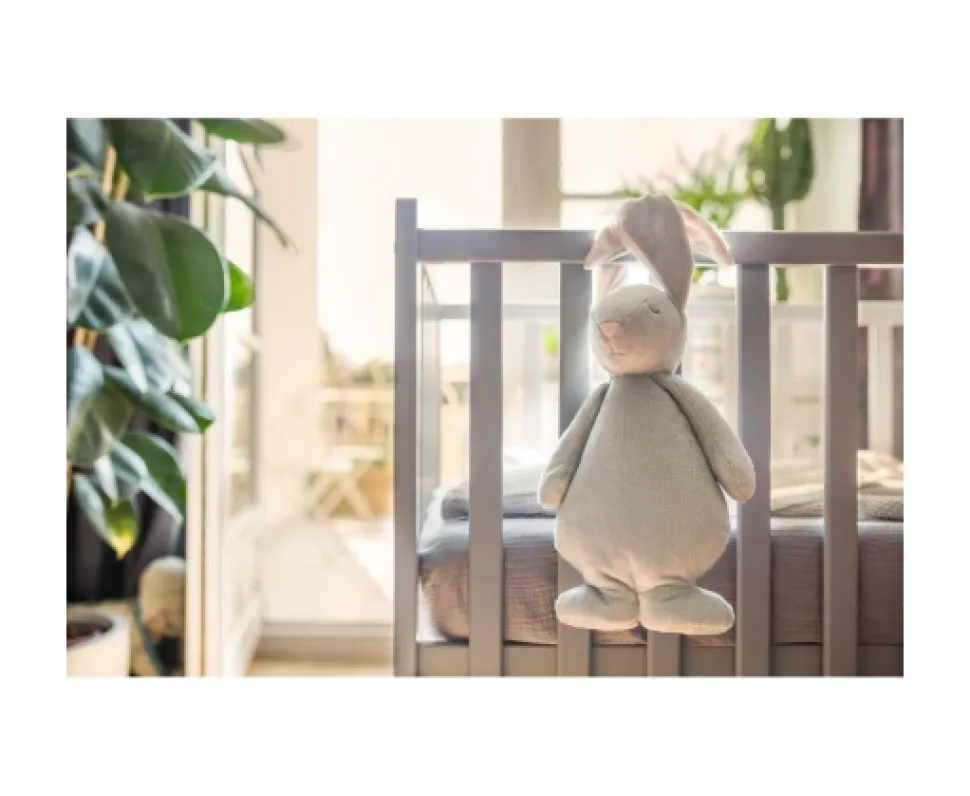 Peluche Luz-Sonido Conejo Moonie Gris/Rosa
