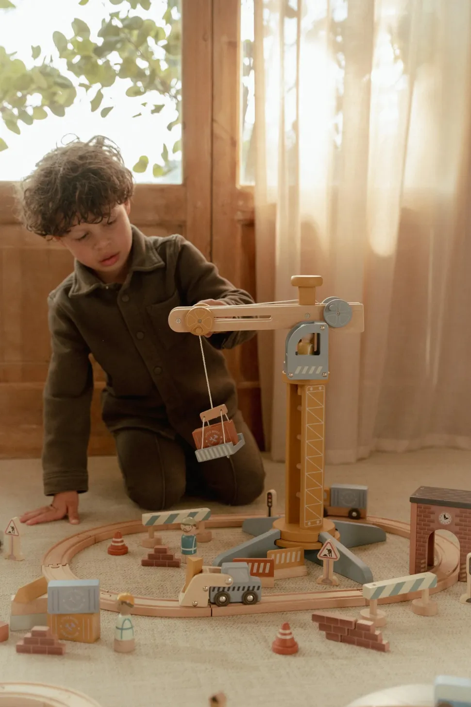 Set Construcción con grúa FSC · Little Dutch