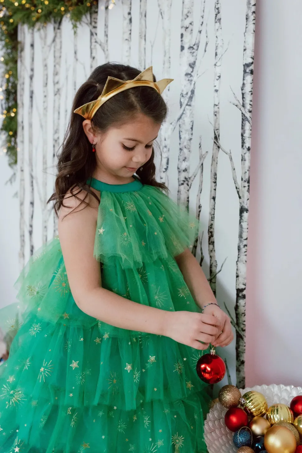 Vestido Christmas Tree con corona-Varias Tallas